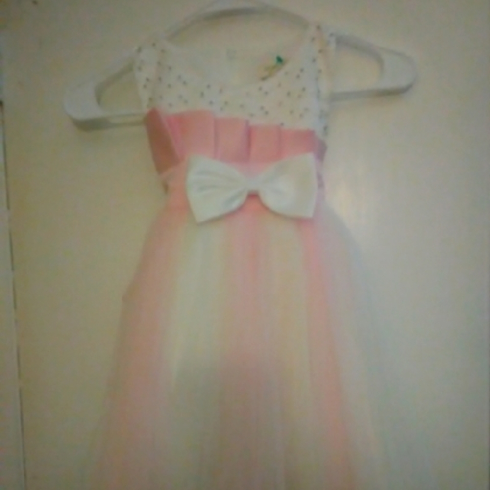 Richie House Girl's 4T Pink and White Dress